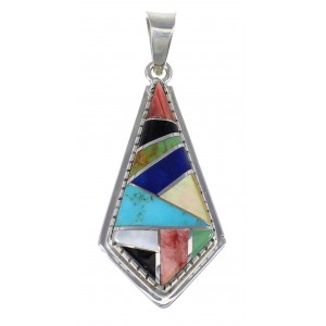 Multicolor Authentic Sterling Silver Southwest Pendant RX74227