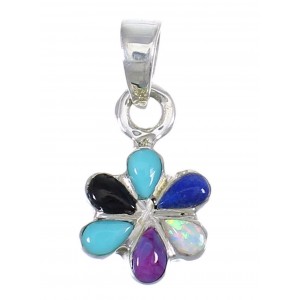 Flower Sterling Silver And Multicolor Inlay Southwest Slide Pendant YX67853
