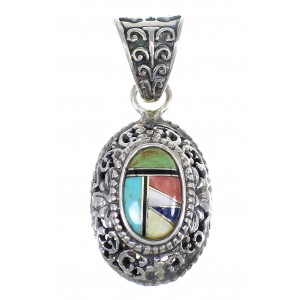 Authentic Sterling Silver And Multicolor Southwest Slide Pendant YX68195