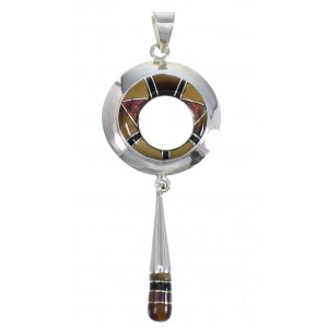 Multicolor Inlay And Genuine Sterling Silver Southwest Pendant YX67898