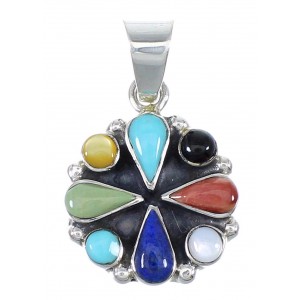 Authentic Sterling Silver Multicolor Southwestern Slide Pendant YX67811