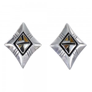 Southwest Sterling Silver Multicolor Inlay Post Earrings YX70891