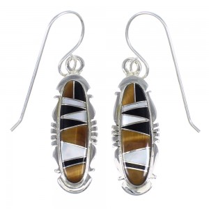 Southwest Multicolor Silver Hook Dangle Earrings YX70905