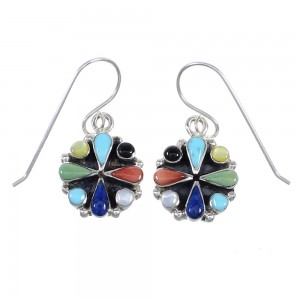 Sterling Silver Multicolor Southwest Hook Dangle Earrings YX71089