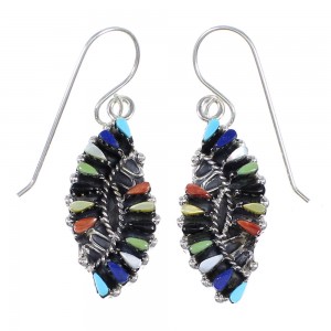 Multicolor Silver Southwest Needlepoint Hook Dangle Earrings YX71106