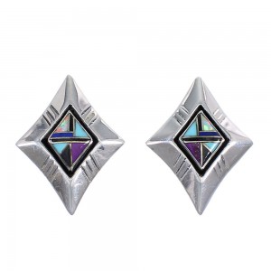 Genuine Sterling Silver Multicolor Southwest Post Earrings YX69442