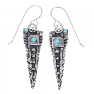 Turquoise And Sterling Silver Hook Dangle Earrings RX69211