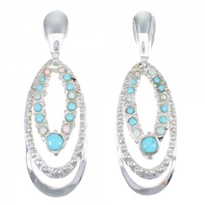 Sterling Silver Southwest Turquoise Opal Post Dangle Earrings QX69405