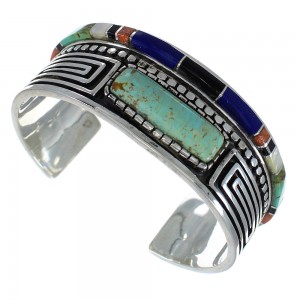 Water Wave Multicolor Sterling Silver Cuff Bracelet YX77718