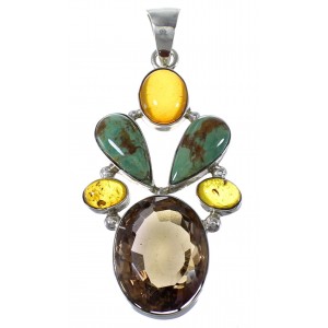 Multicolor Southwest Silver Pendant QX74105