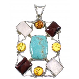 Multicolor Genuine Sterling Silver Southwest Pendant QX77163