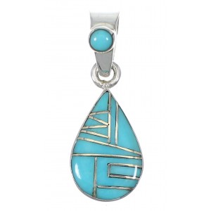 Sterling Silver Turquoise Tear Drop Southwest Pendant YX75419