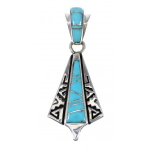 Turquoise And Sterling Silver Water Wave Southwest Pendant YX75446
