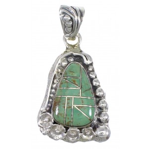 Flower Turquoise Inlay Silver Southwest Pendant QX77107