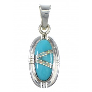 Sterling Silver Turquoise Opal Southwestern Pendant AX76563