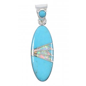 Sterling Silver Turquoise And Opal Inlay Southwest Pendant UX75652