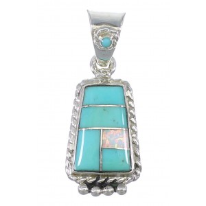 Silver Turquoise And Opal Pendant YX76589