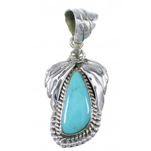 Southwestern Sterling Silver And Turquoise Flower Pendant AX77008