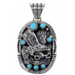 Southwest Silver And Turquoise Eagle Pendant AX77024
