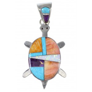 Southwest Silver Multicolor Turtle Pendant YX77688