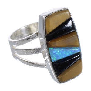 Multicolor Silver Southwest Ring Size 7-1/2 QX78408