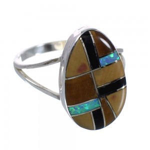 Silver Southwestern Multicolor Ring Size 6 QX78488