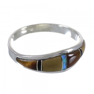 Multicolor Inlay Southwest Silver Ring Size 5-1/4 QX78580
