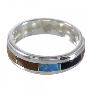 Sterling Silver Multicolor Inlay Southwestern Ring Size 6 QX78644