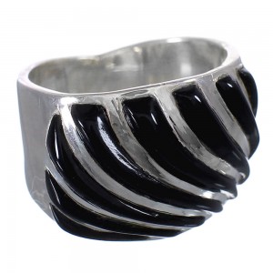 Southwestern Authentic Sterling Silver Onyx Jewelry Ring Size 7-1/2 QX81367
