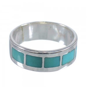 Authentic Sterling Silver Turquoise Inlay Ring Size 6-1/2 AX86248