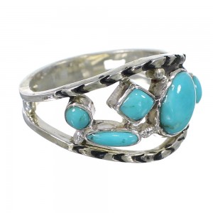 Southwestern Turquoise Jewelry Genuine Sterling Silver Ring Size 5-1/2 AX84332