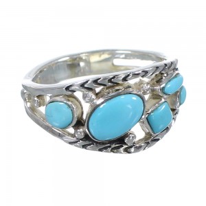 Southwestern Sterling Silver Turquoise Ring Size 6-1/2 AX84660
