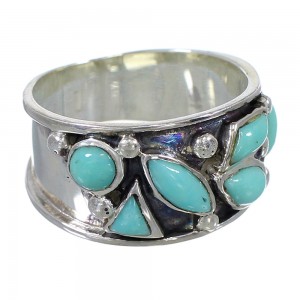Turquoise Southwestern Silver Jewelry Ring Size 6-3/4 AX84671