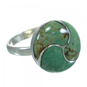 Southwestern Turquoise Silver Ring Size 6-1/2 AX86271
