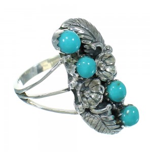 Authentic Sterling Silver Southwest Turquoise Flower Ring Size 7-1/2 QX84394