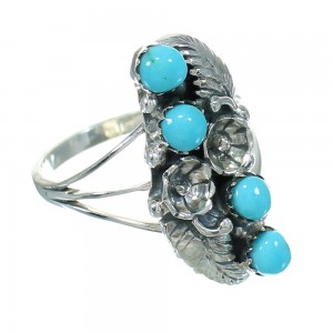 Genuine Sterling Silver Southwest Turquoise Flower Ring Size 5-1/2 QX84406