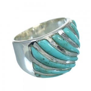 Turquoise Inlay Sterling Silver Southwest Jewelry Ring Size 7-3/4 RX86321