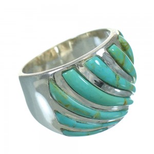 Authentic Sterling Silver Turquoise Inlay Ring Size 5-1/2 RX86334