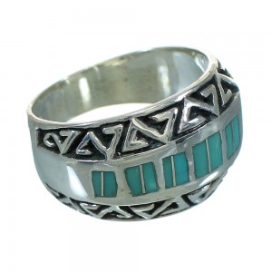 Turquoise And Sterling Silver Water Wave Ring Size 7-3/4 RX86423