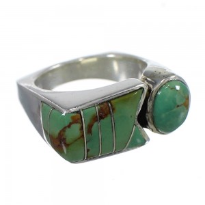 Southwestern Sterling Silver Turquoise Inlay Ring Size 5 QX84001