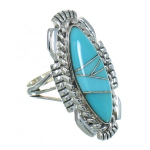 Authentic Sterling Silver Southwestern Turquoise Ring Size 7-1/4 QX85098