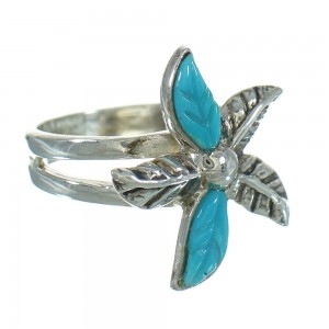 Turquoise Flower Genuine Sterling Silver Southwestern Ring Size 8-1/2 QX85178