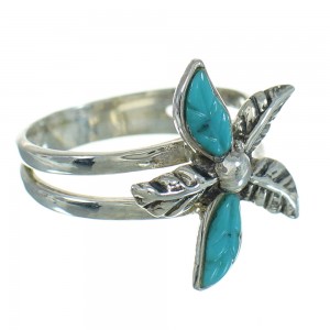 Turquoise Flower Southwest Sterling Silver Ring Size 8-1/2 QX85182