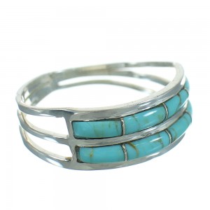 Southwest Turquoise Inlay And Genuine Sterling Silver Ring Size 4-1/2 RX85165