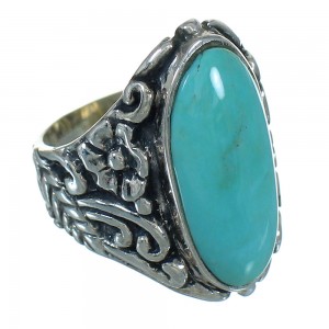 Southwest Turquoise Silver Flower Ring Size 6-1/4 YX85445