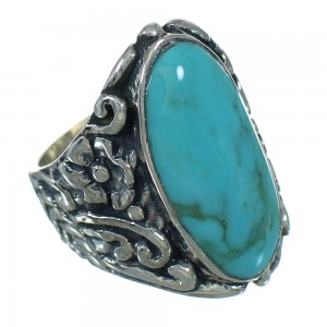 Southwest Turquoise Genuine Sterling Silver Flower Ring Size 5-3/4 YX85453