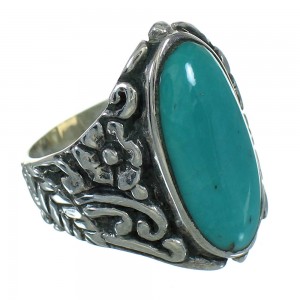 Southwestern Turquoise Genuine Sterling Silver Flower Ring Size 7-1/2 YX85454