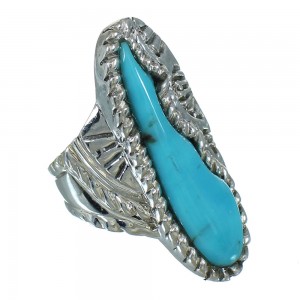 Southwest Turquoise Genuine Sterling Silver Ring Size 5-3/4 YX85591