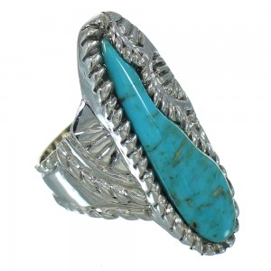 Southwestern Silver Turquoise Ring Size 5-3/4 YX85624