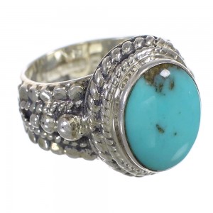 Genuine Sterling Silver Southwestern Turquoise Ring Size 4-1/2 QX83726